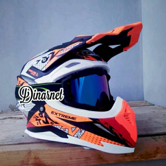 Helm Cross Gix extream black Full Face Trail Trabas Supermoto Klx pink blackStabilo