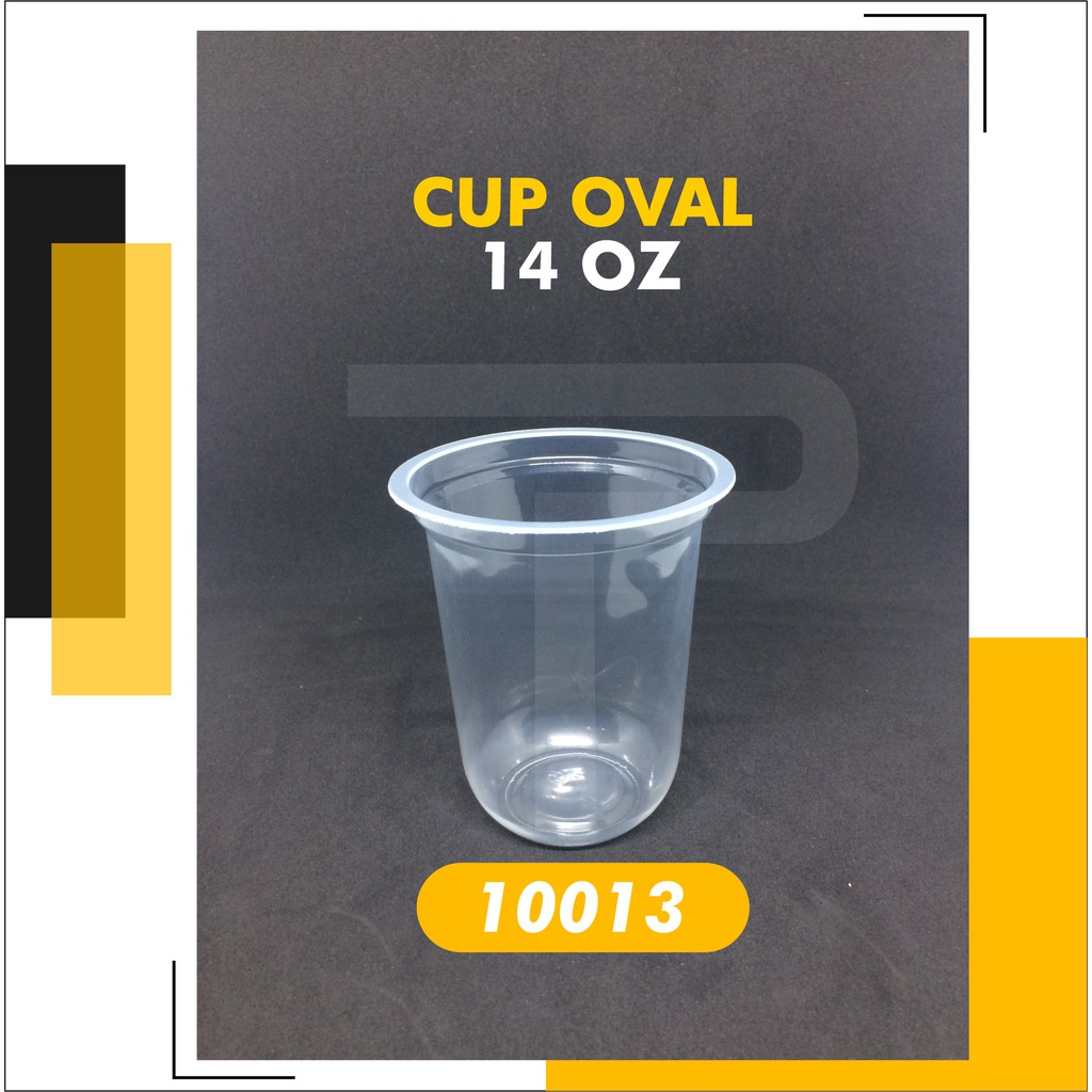 Gelas Minuman Plastik 14oz Oval / Cup Plastik Tebal / Cup 14 Oz - isi 50 pcs