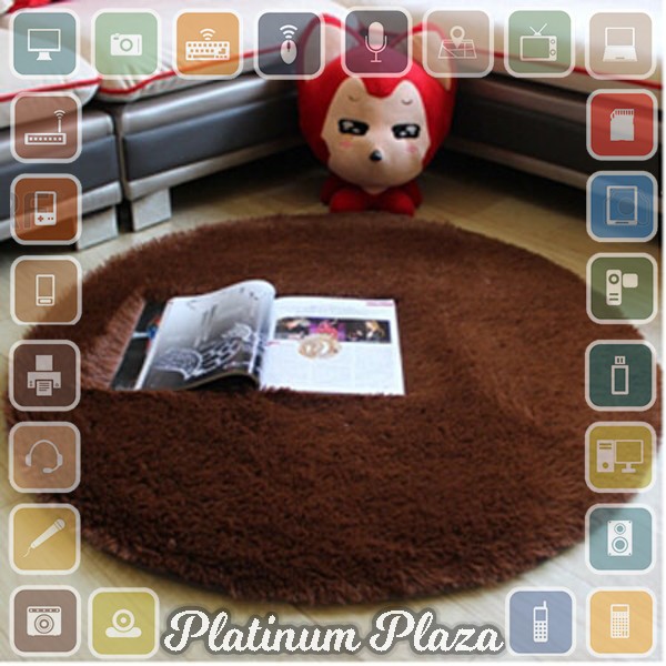 Karpet Bulu Model Bulat Dim. 80CM - Brown`FP9Q2X-