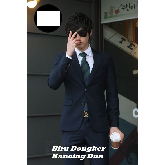 1611002A Jas Pengantin Jas Formal Jas Kantor Biru Dongker