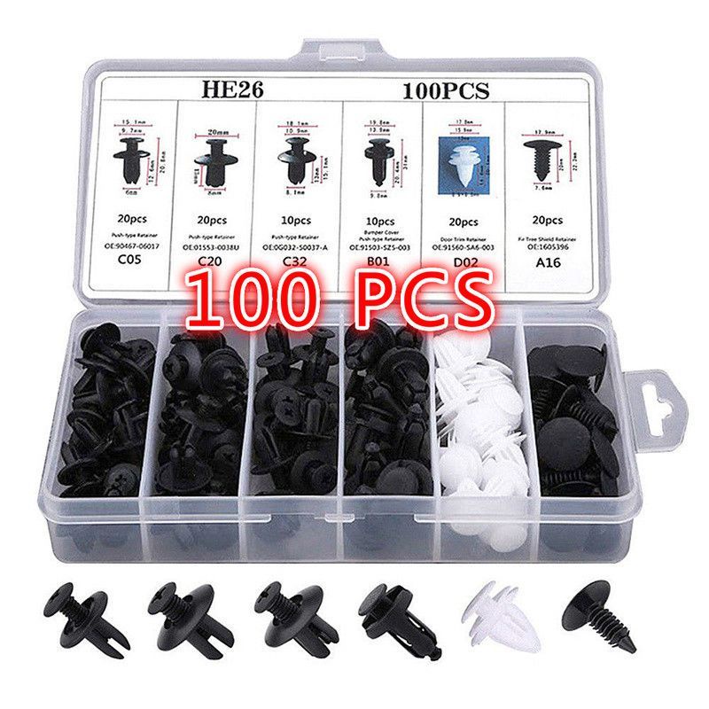 100PCS Clip Trim Kit Mobil/Baut Rivet Mobil Universal/Car Retainer Clips Kit Auto Fastener Rivet Clips