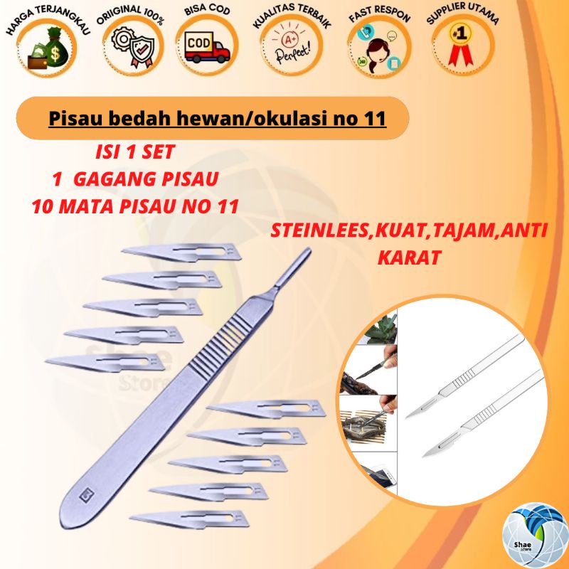 PISAU BEDAH HEWAN PISAU OKULASI STEINLEES NO 11 TAJAM MURAH