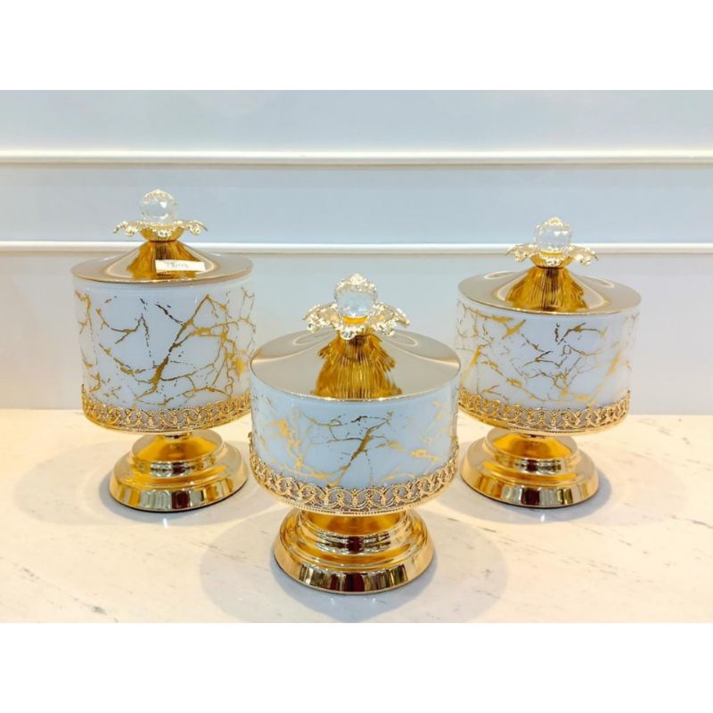 Toples Turki Set 3 Gold / Pajangan Toples Turki Set 3 Putih