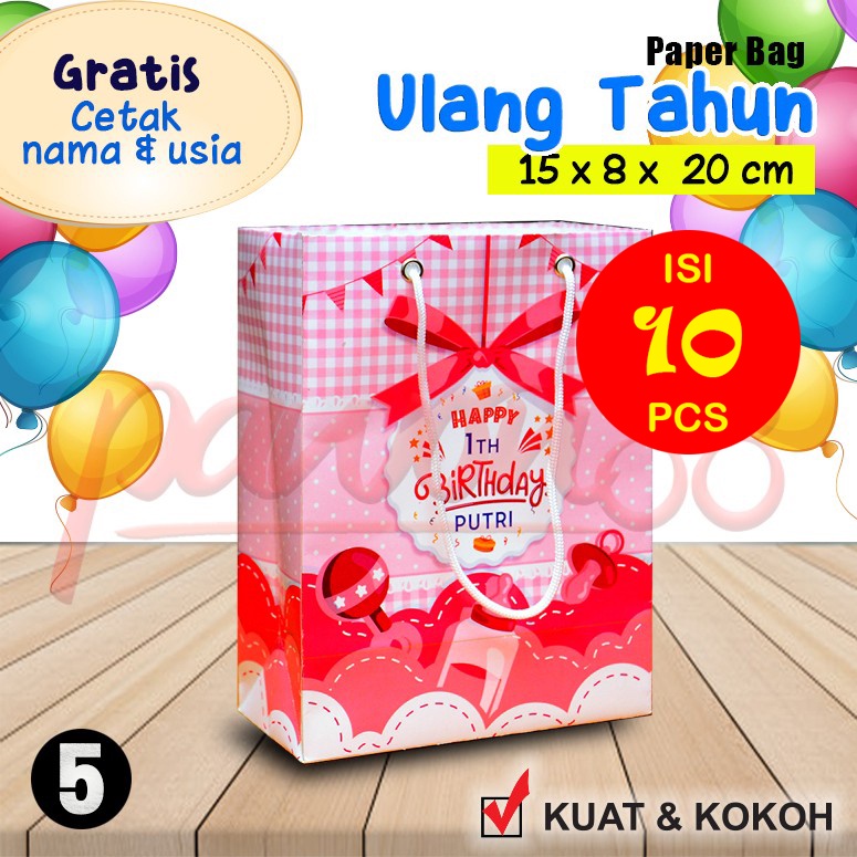 

Paper Bag Happy Birthday - Tas Kertas Ulang Tahun - No.5 - (10 Pcs)