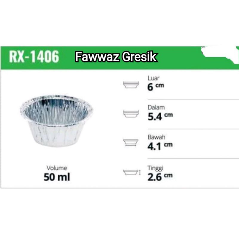 Aluminium Foil Tray Cup RX-1406 - Cetakan Kue Alumunium Foil RX 1406 (10 Pcs)