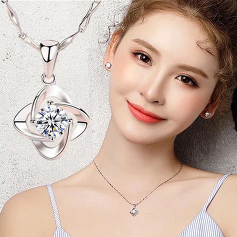 925 sterling silver liontin wanita liontin dengan berlian perhiasan sederhana