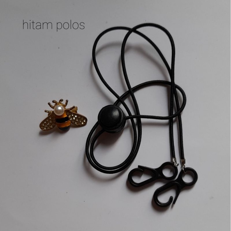 (HITAM POLOS) TALI STRAP MASKER SIMPLE