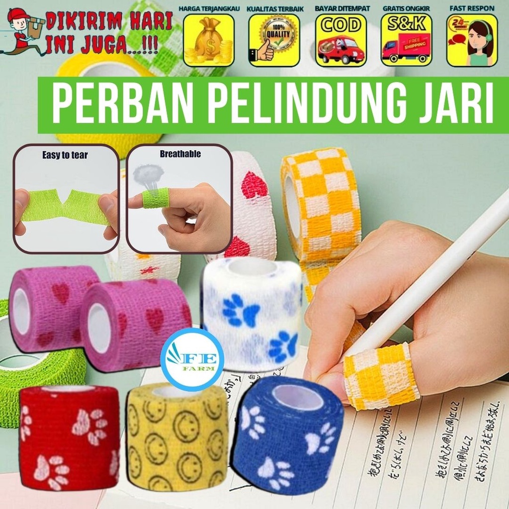 Pita Pelindung Menulis Pita Perekat Tangan Perban Elastis Pencegah Kapalan Finger Tape Finger Protector Tape Pelindung Jari Pelindung FEFARM