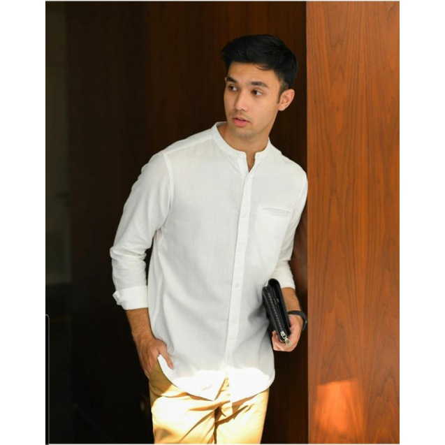 KALPEN COLLARLESS SHIRT WHITE SIZE M & L PREPPSTUDIO