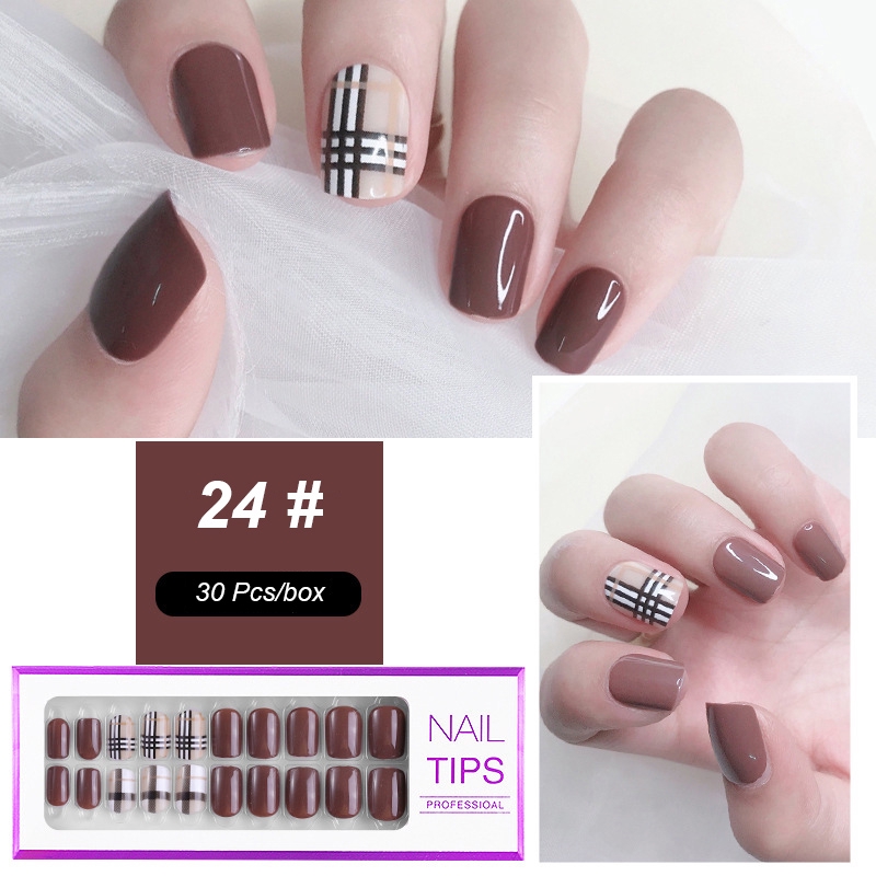 6 Styles 30 Pcs/box Press ON Fake Nails Kuku Palsu Full Cover Nail Tips Reusable Nail Art False Nails