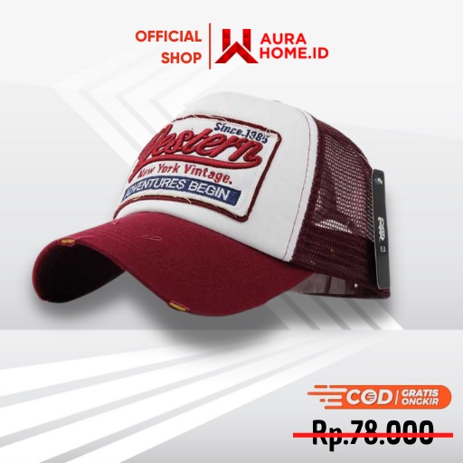 Topi Trucker Mesh Model Western New York / Topi Jaring Trucker Pria Distro Polos Bordir Basebal Base