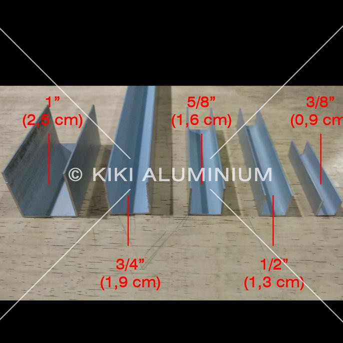Ready - Kanal U Aluminium 1" (2.5 Cm) - Tebal 1 Mm - P. 6 Meter - Silver