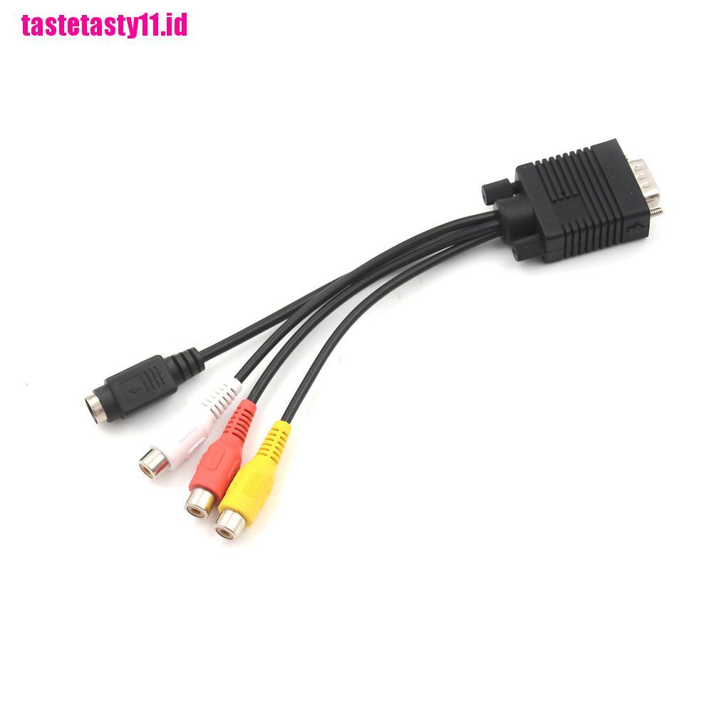 【TTID】1pcs Video Cable Laptop PC HDTV Connector VGA Male to S-Video 3 RCA Jack