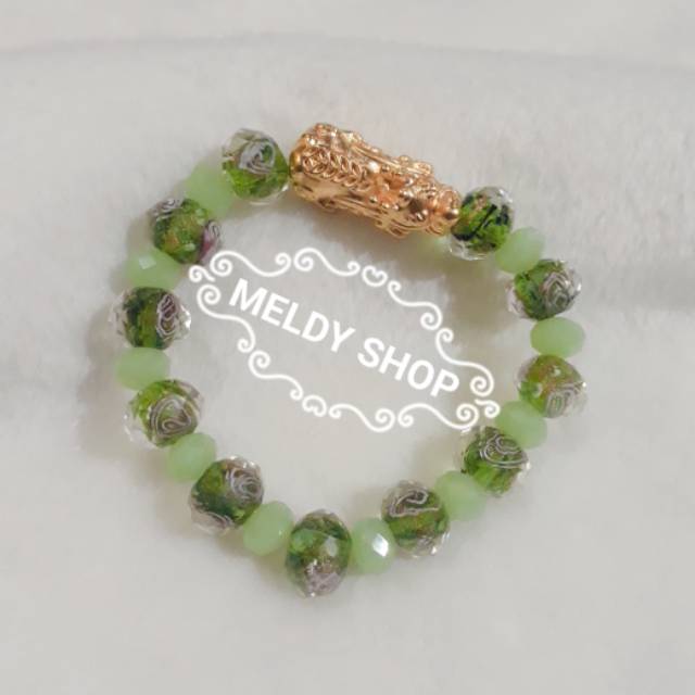 gelang naga pixiu kristal flowers import premium imitasi emas hongkong