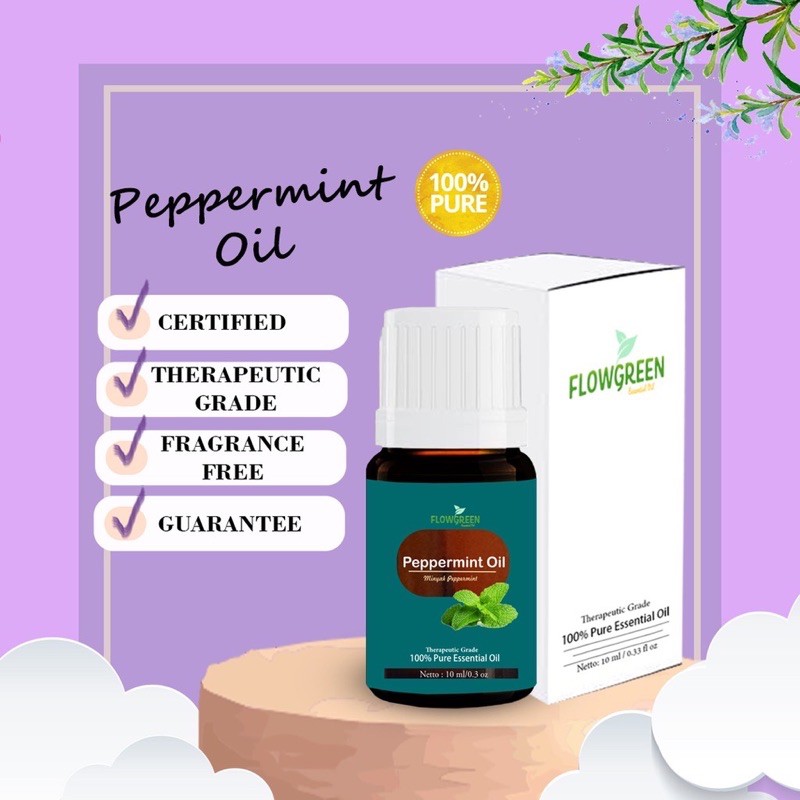 Peppermint Essential Oil Flowgreen Diffuser Humidifier - Minyak Essential Aromaterapi Peppermint