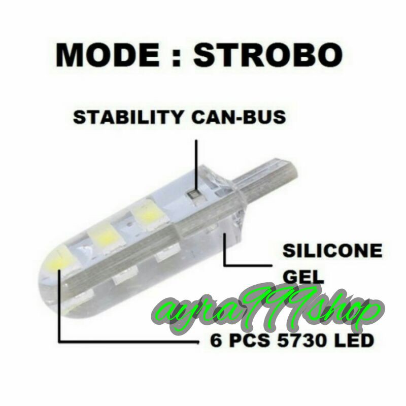 LAMPU LED T10 GEL MODE DIAM DAN KEDIP 6 TITIK LED