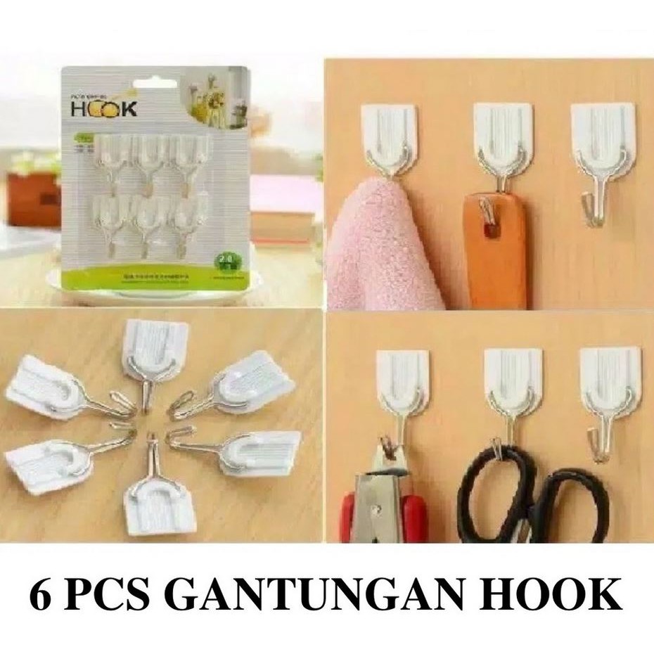 Gantungan Baju Dinding Gantungan Hook Baju Tempel Dinding Pintu 1 set isi 6 PCS