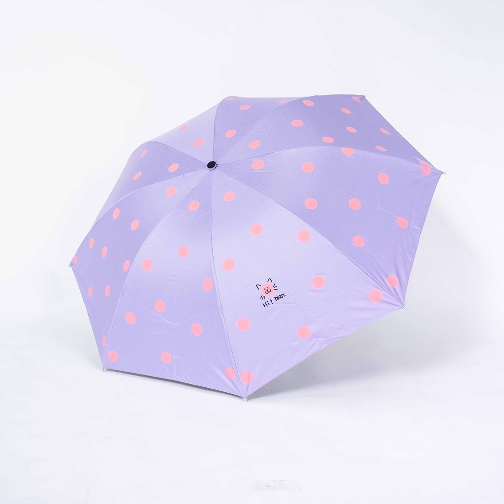 Jktumbrella / Payung lipat 3 motif polkadot kucing / lapis hitam / anti UV GRC A596