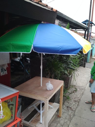 Payung Tenda Pantai 180cm Pelangi Silver Anti-uv, Jualan Dagang Pkl.