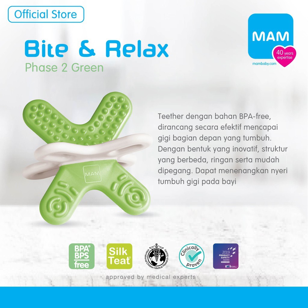 MAM Bite &amp; Relax Phase 2 Teether Gigitan Bayi 4m+ (Tersedia varian warna)