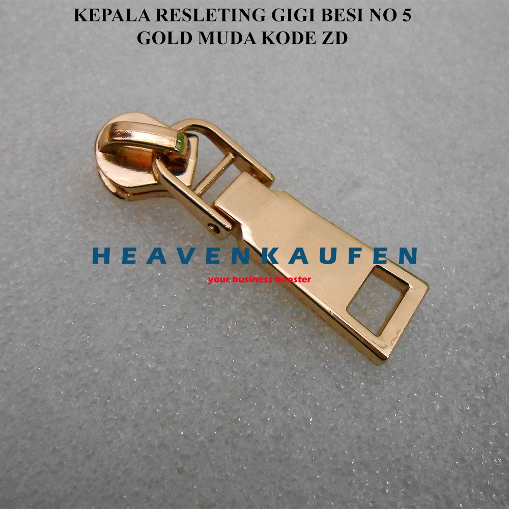 Kepala Resleting Kepala Zipper Type Gigi Besi No 5 Warna Gold Muda Kode ZD