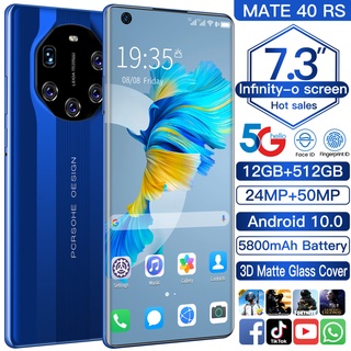 【TOP1 TOKO】Merek Smartphone Baru Mate40 RS Android 12GB RAM + 512GB ROM Layar 7.3 Inci Kamera HD 5G Bluetooth Smart-Mobile