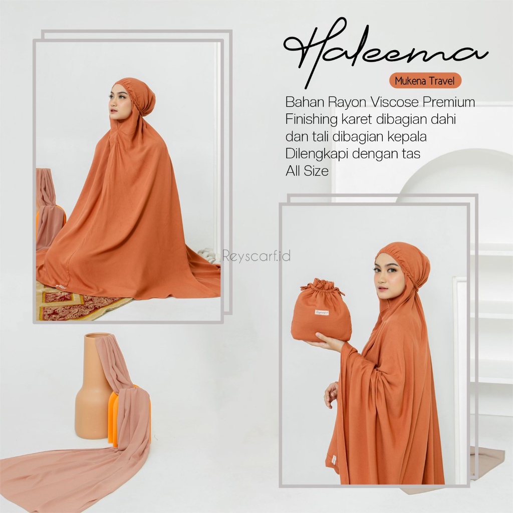 Mukena Dewasa Polos Haleema By Reyscarf.id - Bahan Rayon Twill Premium - Mukena Travel Dewasa Jumbo Adem Halus Nyaman Dipakai - Bisa Cod