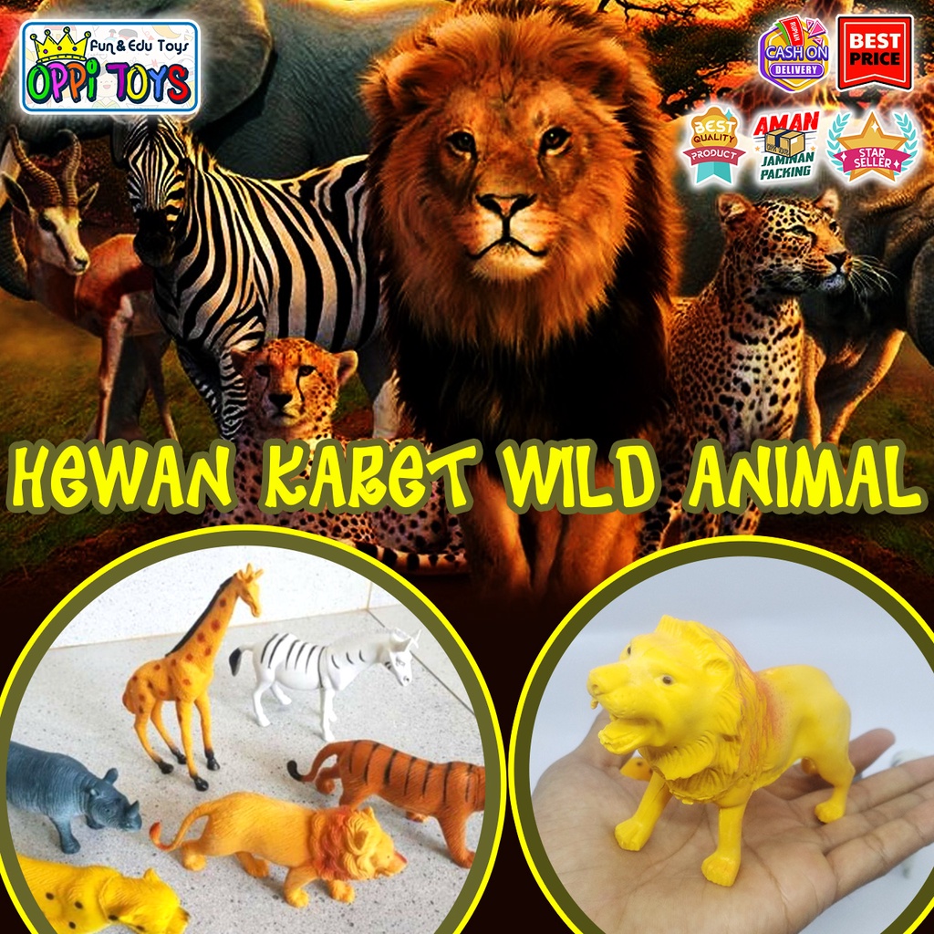 Mainan Binatang Karet Wild Animal 6 Pcs Besar - Mainan Hewan Karet - Mainan Hewan Kebun Binatang Ani