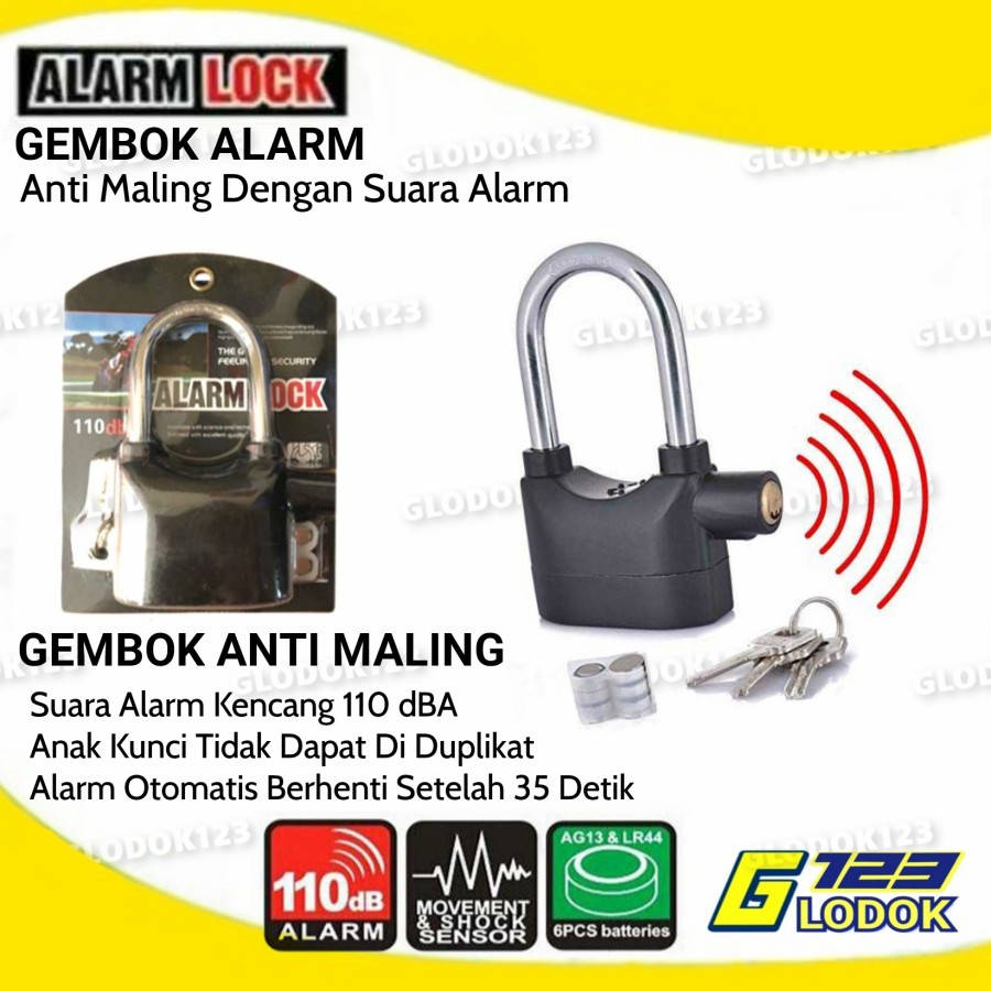 Gembok Alarm Anti Maling (Alarm lock Kunci Gembok Alarm )