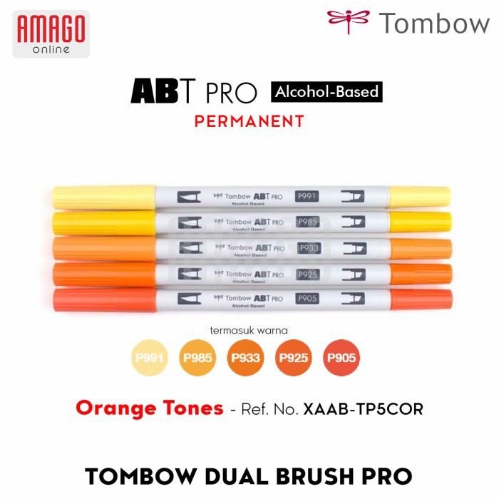 TOMBOW Dual Brush Pen ABT PRO - ORANGE TONES - 5 packs - XAAB-TP5OR