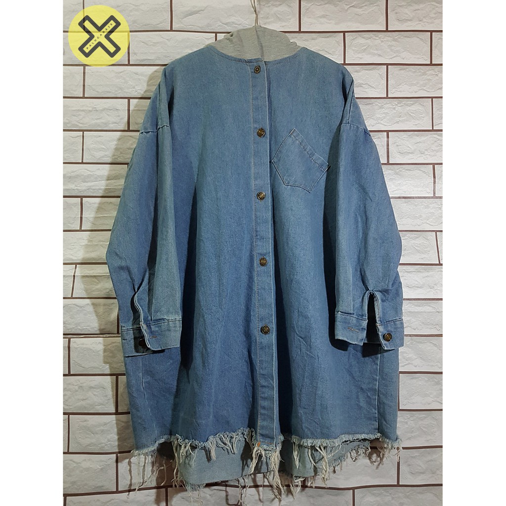Kemeja Hoodie Denim Wanita Second Branded