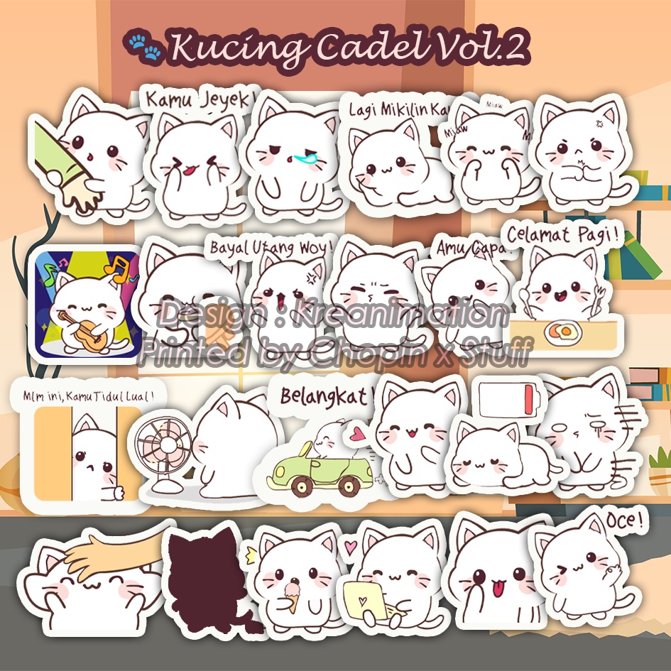 

Sticker Pack Waterproof Anti Air Little Cat Rabbit Pig Panda / Kucing Kelinci Babi Panda Imut Lucu