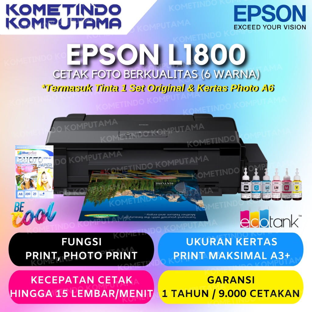 Epson L1800 A3 Photo Ink Tank Printer / Print Only / Photo Print 6 Color