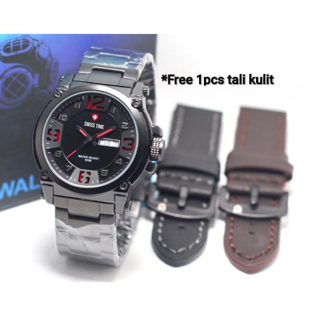 (SS) JAM TANGAN PRIA ST Walker Set TGL HARI SA-47 SET