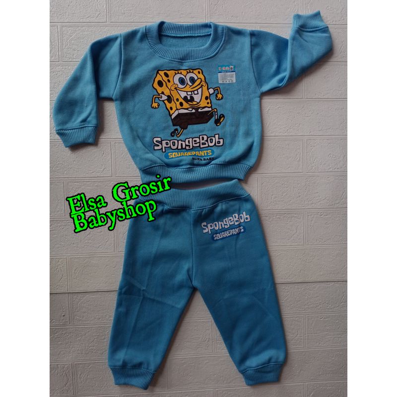 Jaket Bayi Sweater bayi Stelan Bayi Motif SPONGEBOB-Biru