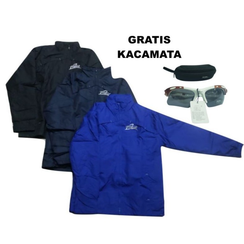Jaket Motor Orca Anti Air, Anti Angin (Bahan Parasut Lapisan Dalam Wool) + kacamata google day