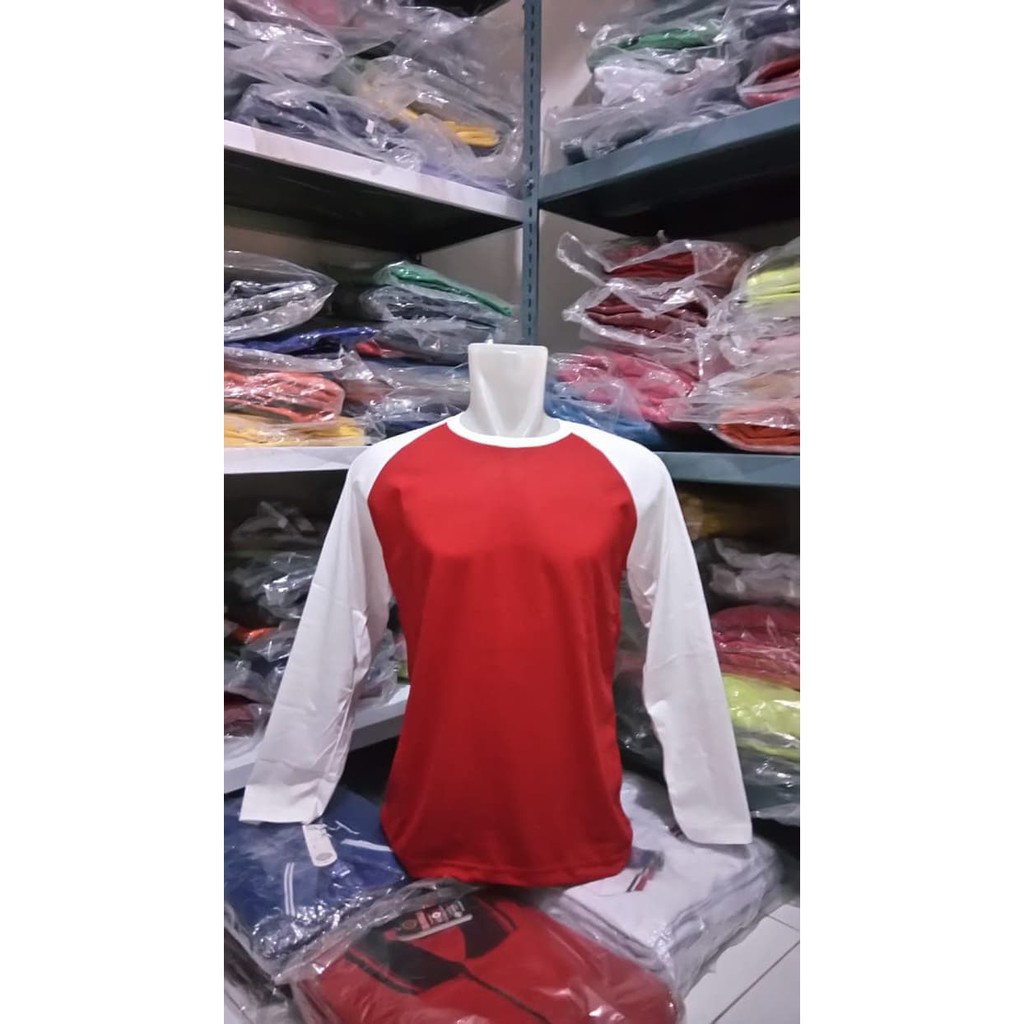 KAOS RAGLAN  - KAOS RAGLAN LENGAN PANJANG DOMINASI MERAH PUTIH MURAH