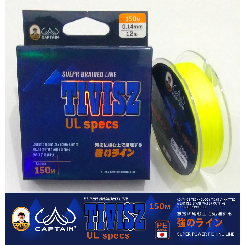 Senar Pancing PE Captain Tivisz 4x 150M 0,06mm 0,08mm 0,10mm 0,12mm 0,14mm 0,16mm