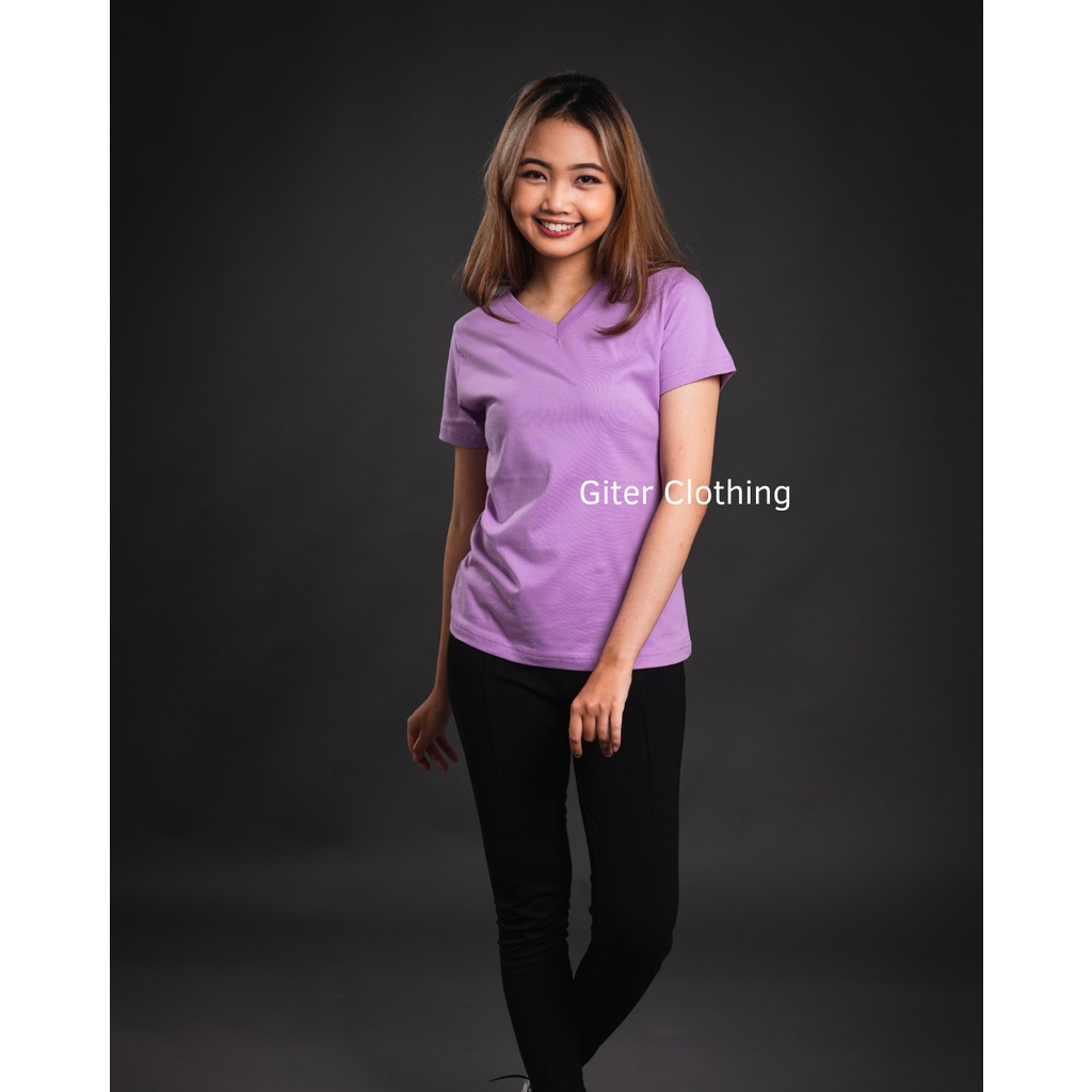 kaos v neck wanita bahan original cotton combed 24's dan 30's - #colorfull - kaos wanita lengan pendek oversize - atasan wanita t shirt ya