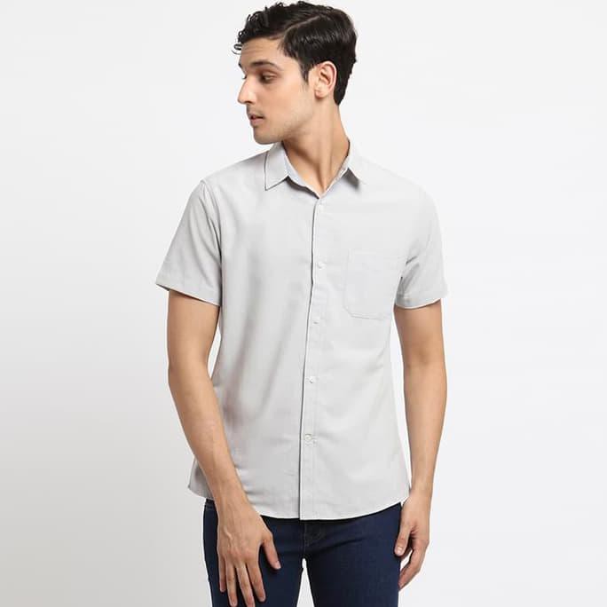 Edwin Jeans Oxford Shirt Lengan Pendek Oxford Ash - Abu-abu, S
