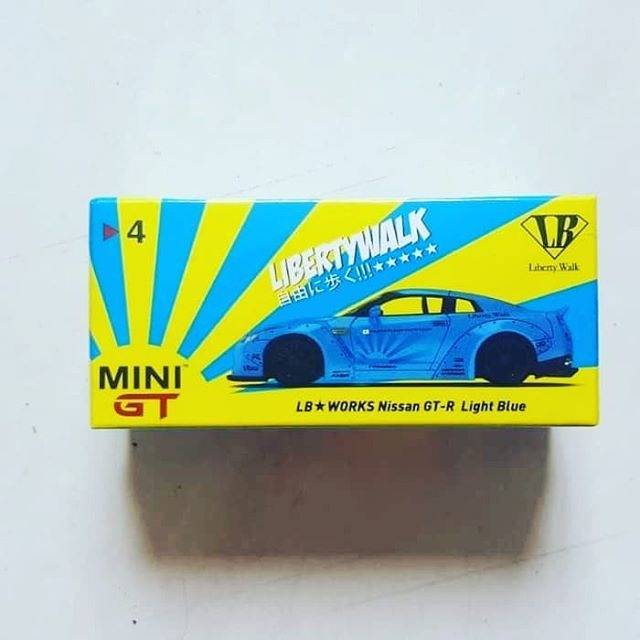 Mini GT 4 LB Works Nissan GTR Light Blue box diecast minigt GT-R murah