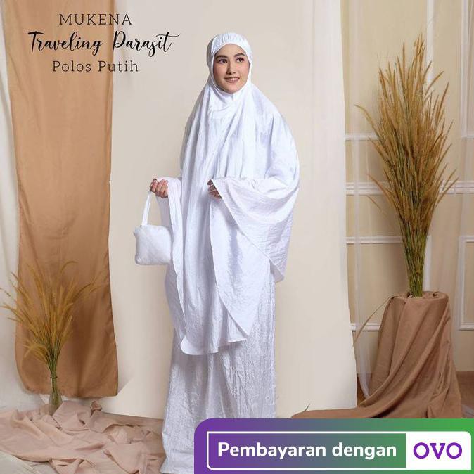 MUKENA DEWASA PARASIT POLOS PREMIUM TRAVELING - PUTIH