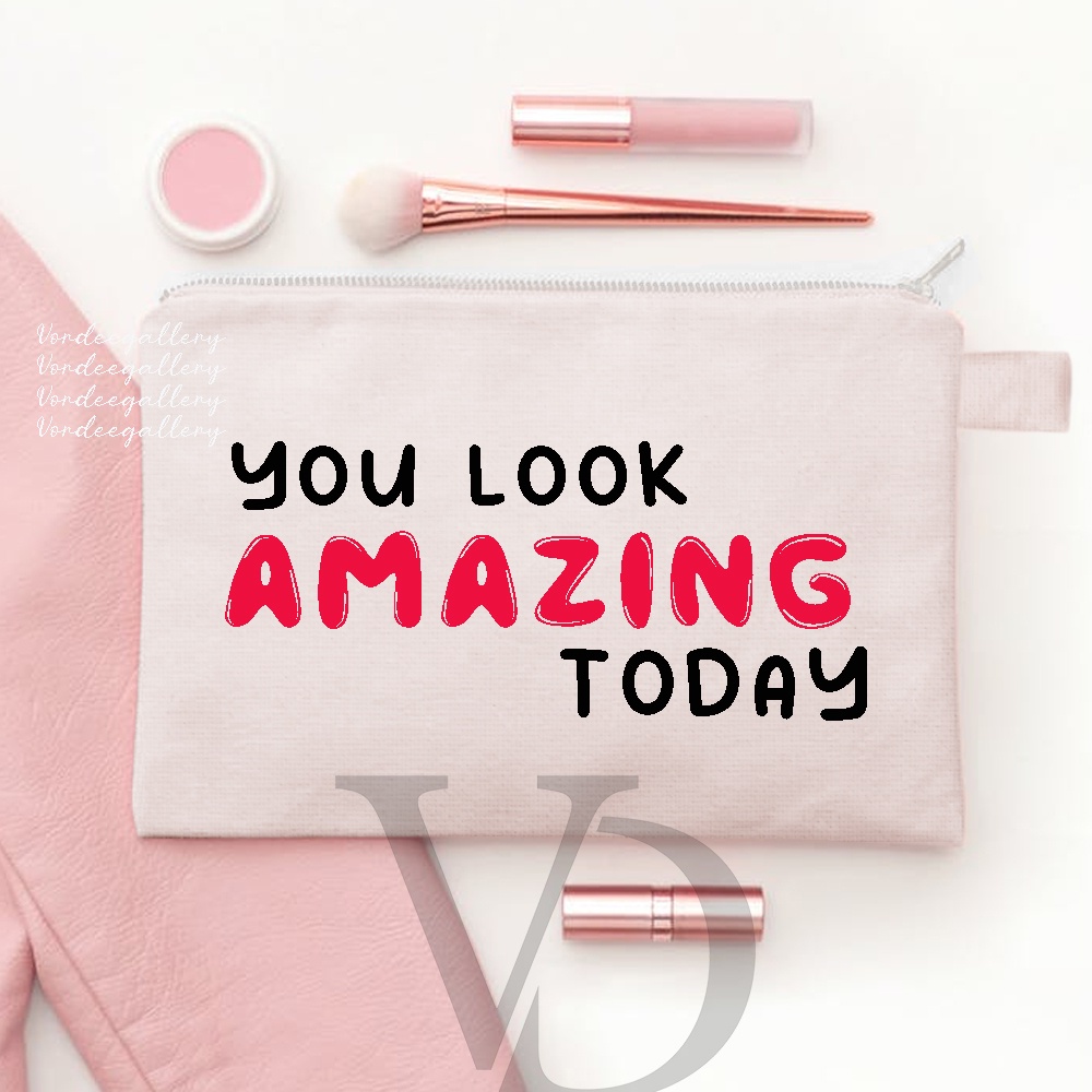 tempat make up / tas make up /pouch make up with quotes / pouch blacu custom