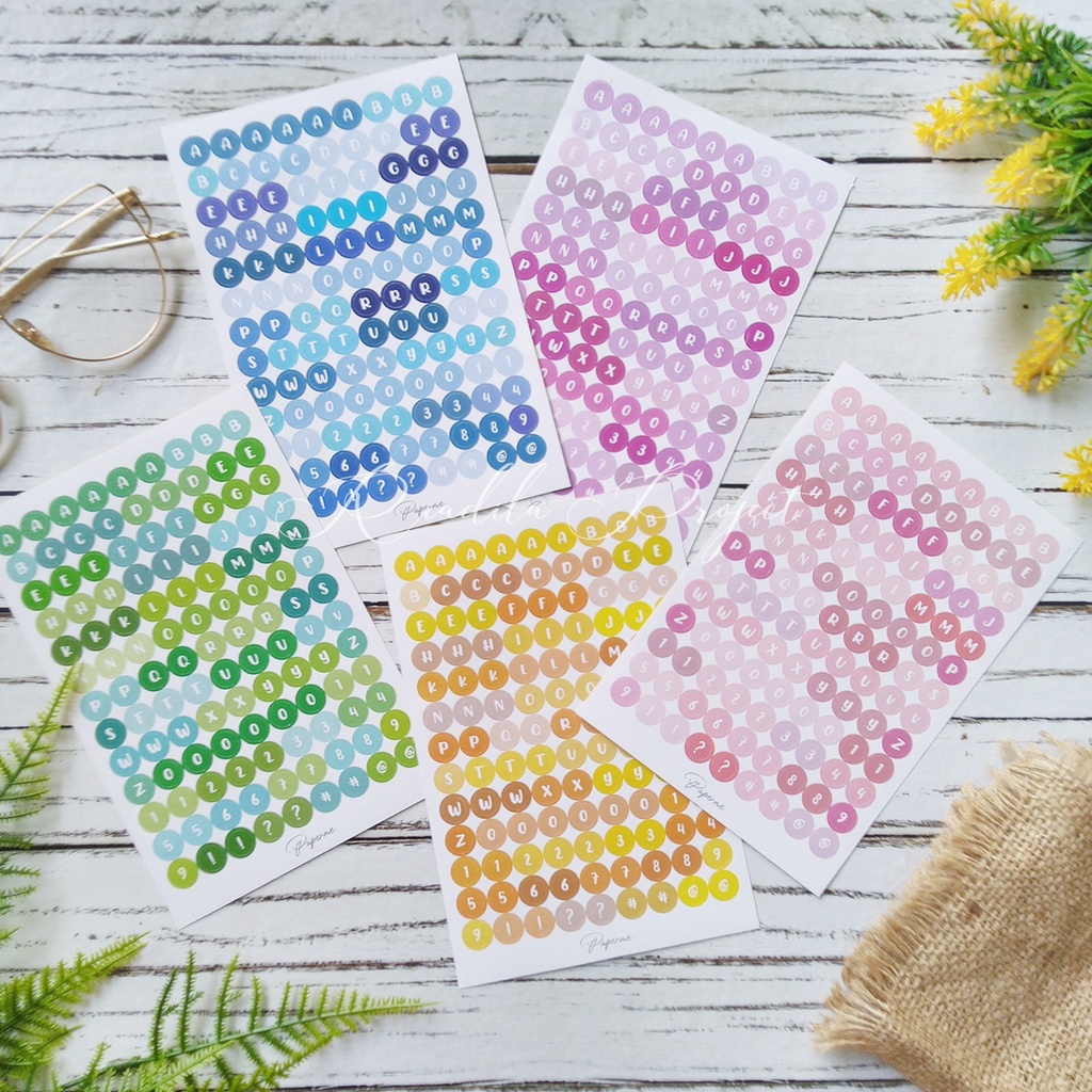 

STICKER ALPHABET BULAT STICKER DOT UNTUK JURNAL / SCRAPBOOK