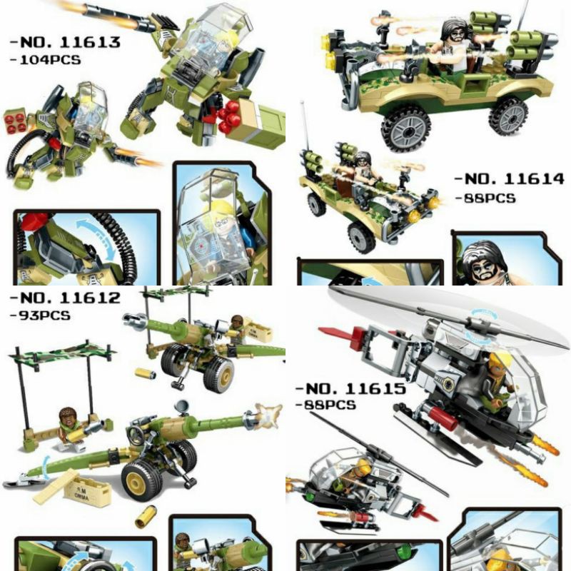 Lego Block Kendaraan Perang PUBG Army 4 in 1
