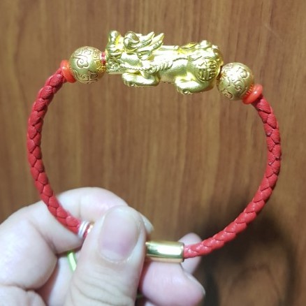 GELANG TANGAN EMAS TALI CHARM PIXIU BOLA EMAS 24K 24karat 24 karat hongkong