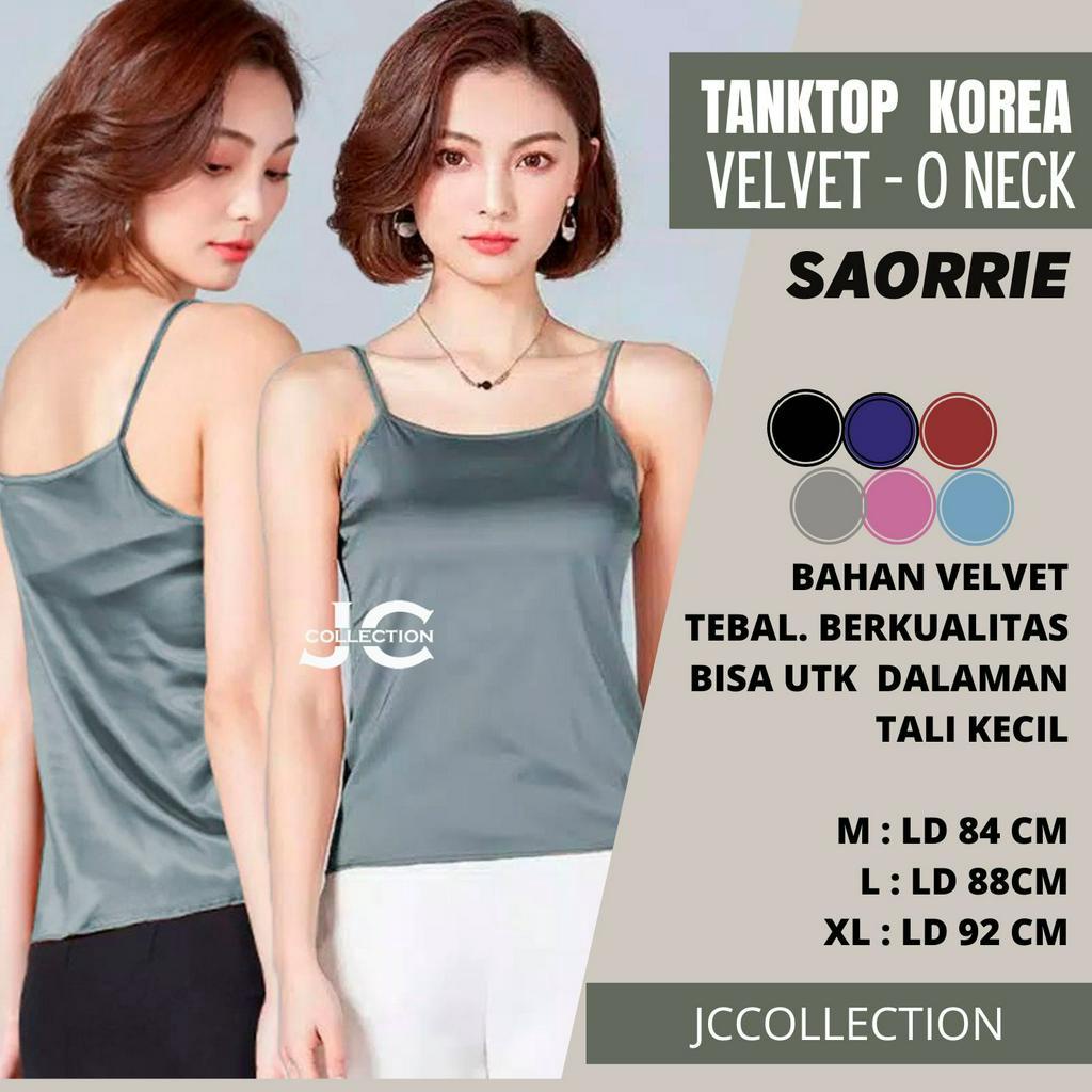 Tanktop Camisoles Singlet Tali Kecil Saorine / Tanktop Singlet Velvet Saten Tali Spageti - JCCollections