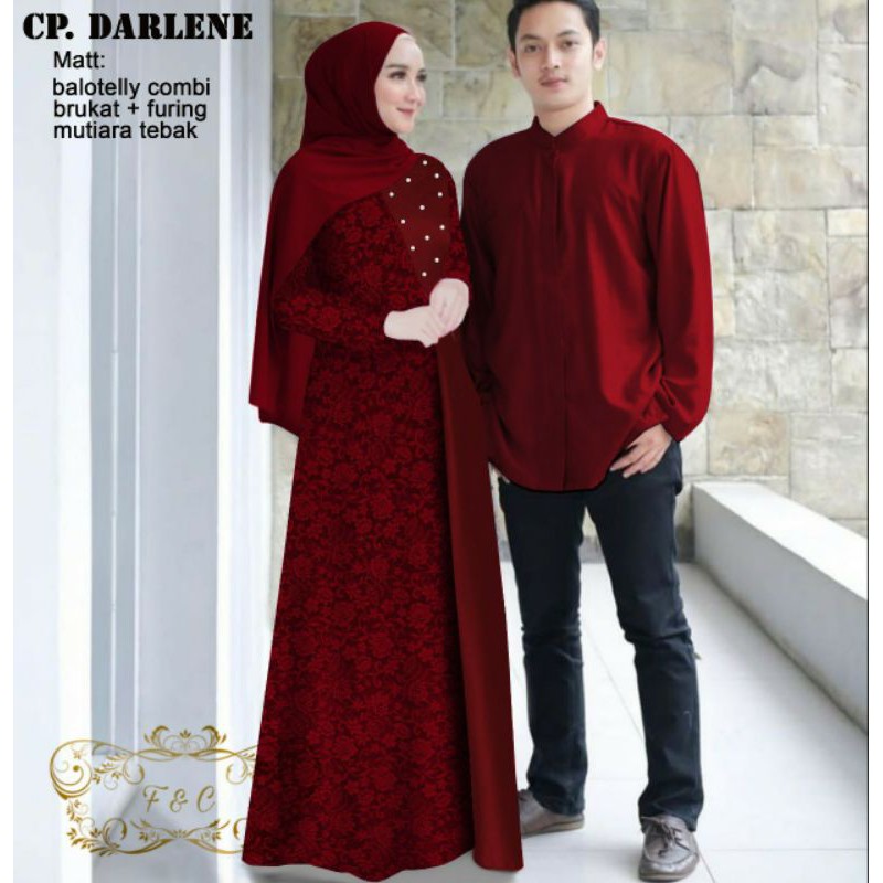 PCS CP DARLENE PAKAIAN COUPLE PASANGAN KEMEJA DAN GAMIS MAXY FE