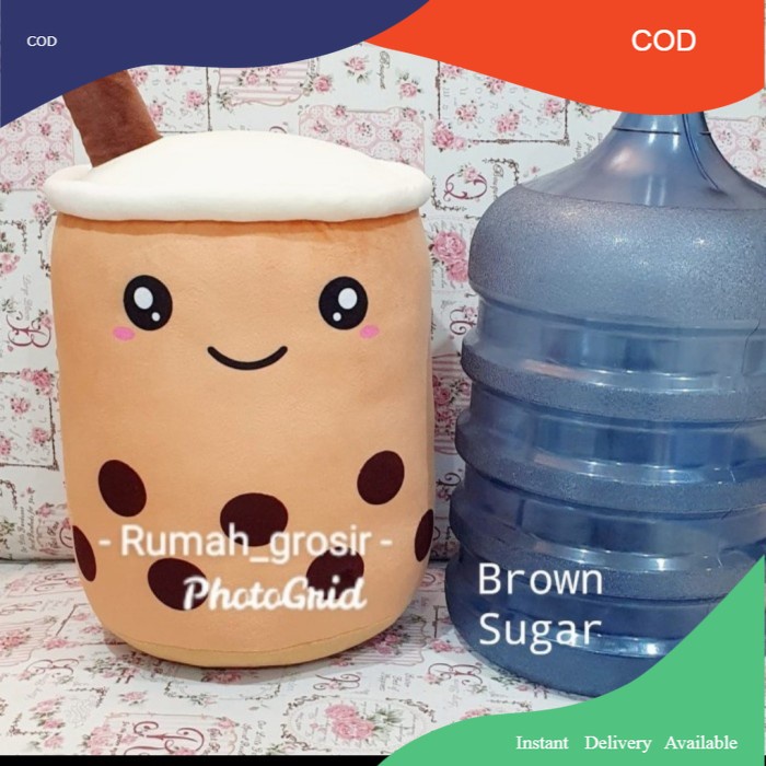 TERMURAH COD Boneka bantal boba milk tea brown sugar JUMBO - Cokelat Tersedia Juga Boneka boba jumbo