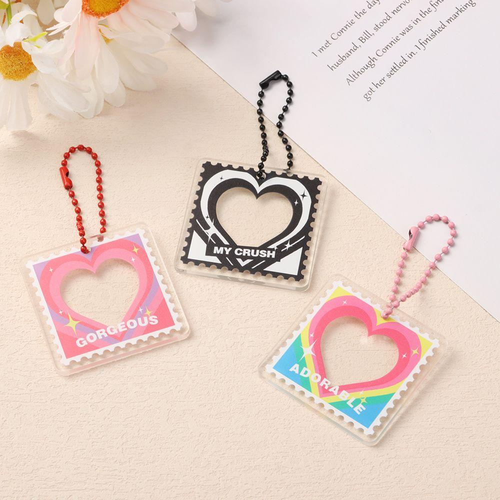 ❈ROWAN❈ 1 inch Photocard Holder Transparent Idol Photo Sleeves Key Chain School Stationery DIY Star Chasing Pendant Acrylic Photo Frame